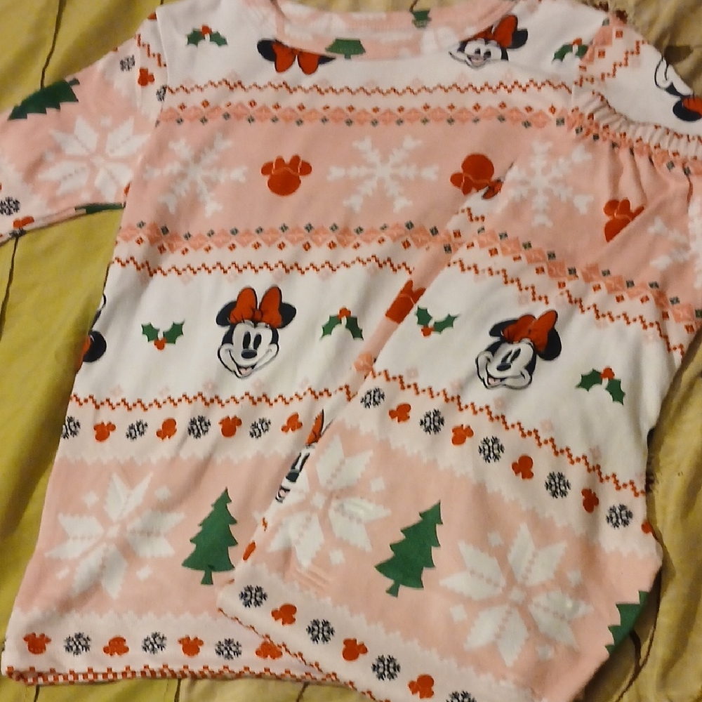 Disney Pink and White Minnie Mouse Long Sleeve Tee